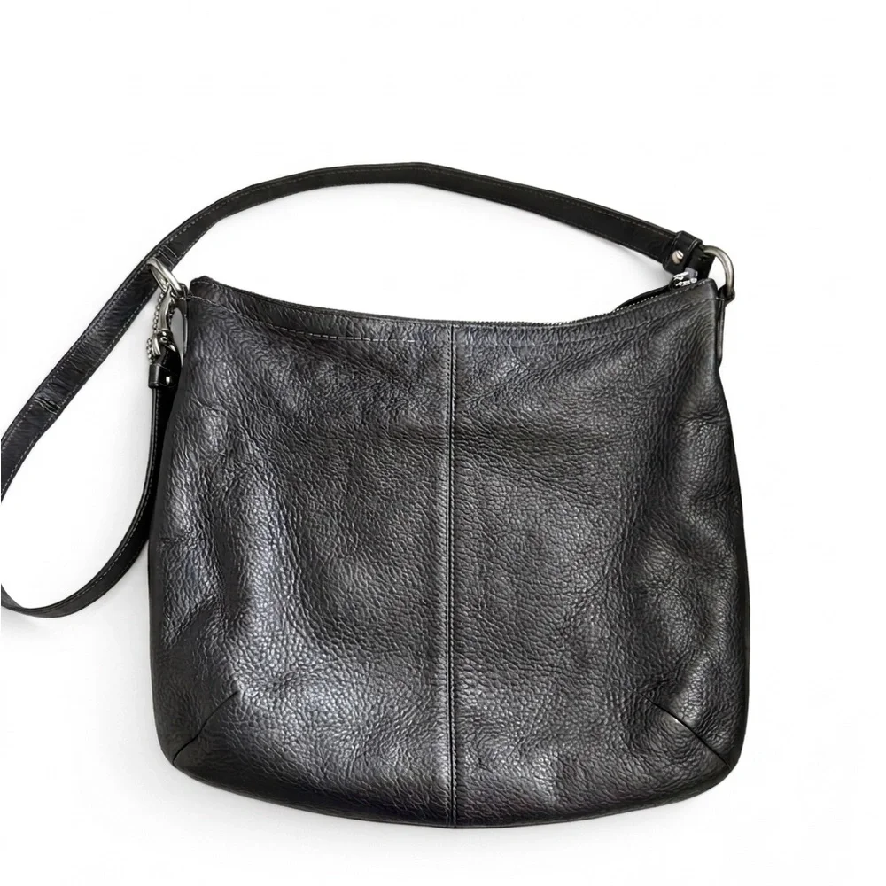 Coach Penelope Black Pebbled Leather Turnlock Soho Shoulder Bag